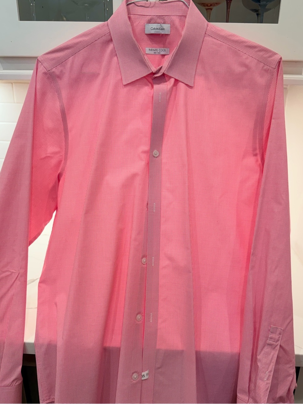 Calvin Klein Men's Red Micro-Check Dress Shirt